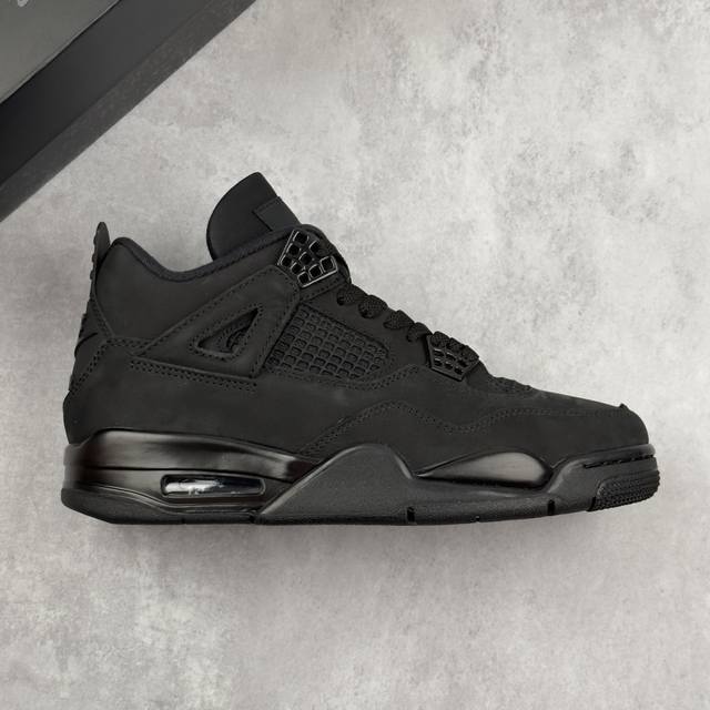 本地 核心私 Air Jordan 4 Retro Black Cat 黑猫复刻 Aj4 乔丹4代 乔丹篮球鞋系列 鞋身整体采用黑色磨砂为主，辅以黑色细节点缀，