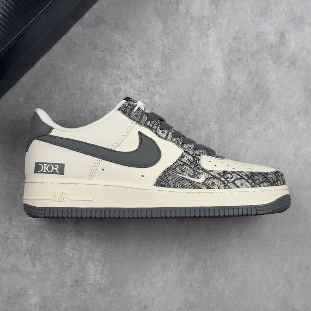 本地 核心私 Nike Air Force 1'07 Low 迪奥联名 灰花纹织布 空军一号低帮休闲板鞋 #原楦头原纸板 原装鞋盒 定制五金配件 内置全掌气垫