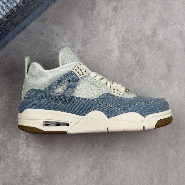 本地 核心私 Air Jordan 4 Denim Worn Blue Aj4 乔4水洗丹宁 中帮复古休闲文化运动休闲篮球鞋 #整双鞋采用深浅双色水洗丹宁面料覆