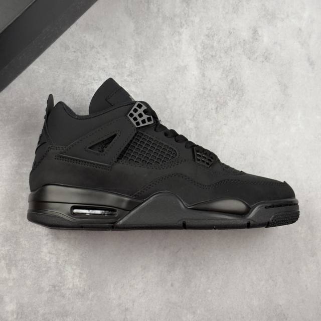 本地 核心私 Air Jordan 4 Retro Black Cat 黑猫复刻 Aj4 乔丹4代 乔丹篮球鞋系列 鞋身整体采用黑色磨砂为主，辅以黑色细节点缀，