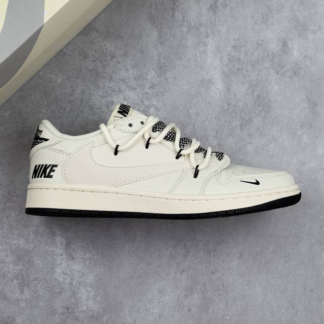 本地 核心私 Travis Scott X Fragment Design X Air Jordan 1 Low Og Sp Aj1 乔1 黑Logo抽绳 低帮
