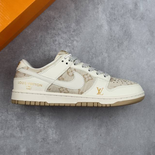 本地 核心私 Nike Air Dunk Low 1“Lv联名 牛仔棕拼接 ”满天星鞋带 低帮休闲运动板鞋 定制鞋盒 大厂纯原品质出货 超高清洁度 皮料切割干净