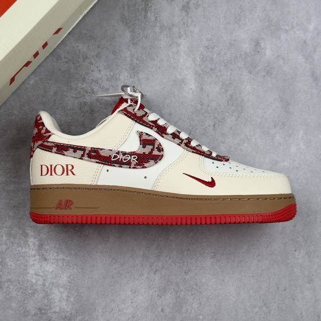 本地 核心私 Nike Air Force 1 '07 Low “迪奥联名 米红花纹”空军一号 低帮运动休闲鞋 折边针车 工艺难度大 原楦头原纸板 原装鞋盒 定