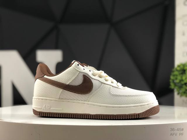 耐克 Air Force 1 '07 Low 网布拼接米棕 原楦头原纸板 打造纯正空军版型 #专注外贸渠道 全掌内置蜂窝气垫 #原盒配件 原厂中底钢印、拉帮完美