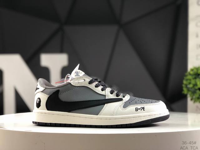 耐克 Nike Air Jordan 1 X Travis Scott Aj1倒勾 乔一倒钩 ‘Diy’定制 耐克 低帮文化篮球鞋 完美品质出货 细节如图所示