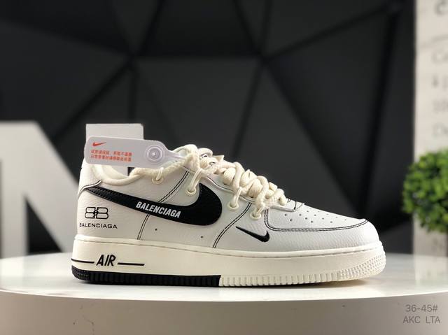 海外爆款限量发售！高端定制 耐克 Nike Air Force 1 '07 Low 北面联名--- 白黑绑带 高端定制 低帮休闲板鞋 定制鞋盒 大厂纯原品质出货