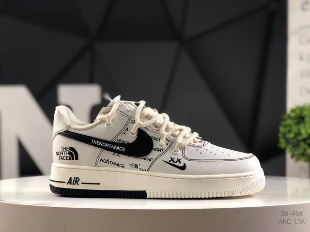 海外爆款限量发售！高端定制 耐克 Nike Air Force 1 '07 Low 北面联名--- 白黑绑带 高端定制 低帮休闲板鞋 定制鞋盒 大厂纯原品质出货