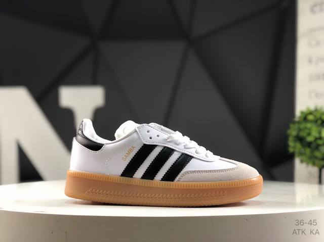 真标带半码 阿迪达斯 Adidas Samba Xlg 低帮厚底运动板鞋环保海玻璃鞋垫 外置加厚耐磨橡胶大底！ 货号：Ie1377 尺码：如图所示 Atk Ka