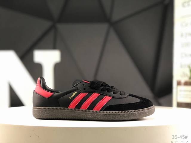 阿迪达斯 Adidas Originals Samba Og Talchum Pack Scarlet 桑巴舞系列绅士德训足球百搭皮革板鞋 货号：Jq4036