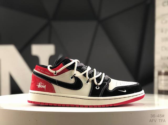 耐克 Air Jordan 1 Low 此款主张打破传统的工业化流水线设计限制，以Made By Ideas的超级创意为理念，集结众多潮流设计师，结合时下最In