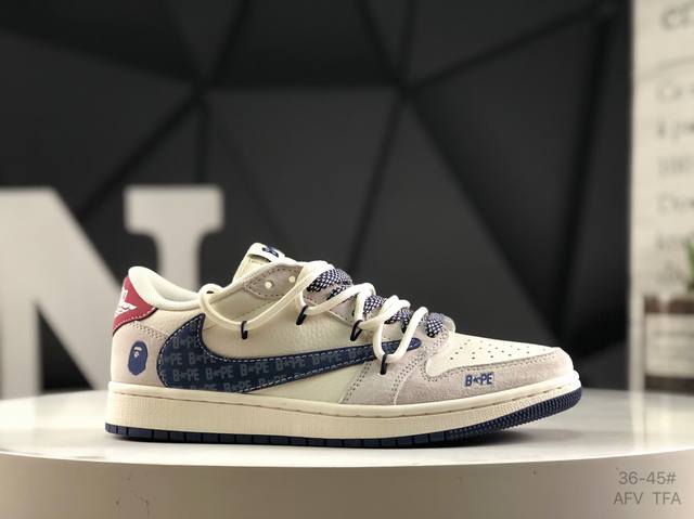 头层带半码 耐克 Travis Scott X Fragment Design X Air Jordan 1 Low Og Sp Aj1 乔1 低帮文化休闲板鞋