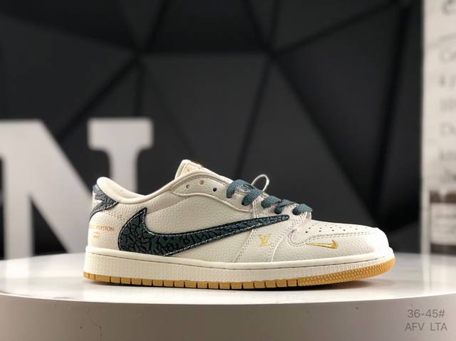 耐克 Aj1倒勾Travis Scott X Air Jordan 1 ” Reverse Mocha “ Aj1乔1 Ts 闪电 联名倒钩 低帮文化篮球鞋 完