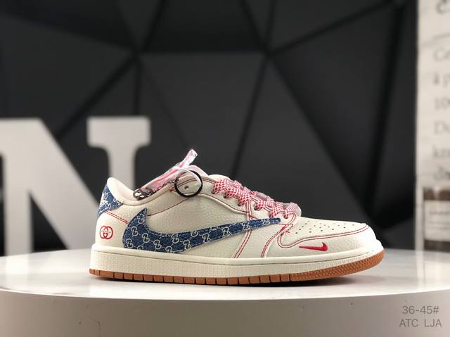 耐克 Aj1倒勾Travis Scott X Air Jordan 1 ” Reverse Mocha “ Aj1乔1 Ts 闪电 联名倒钩 低帮文化篮球鞋 完