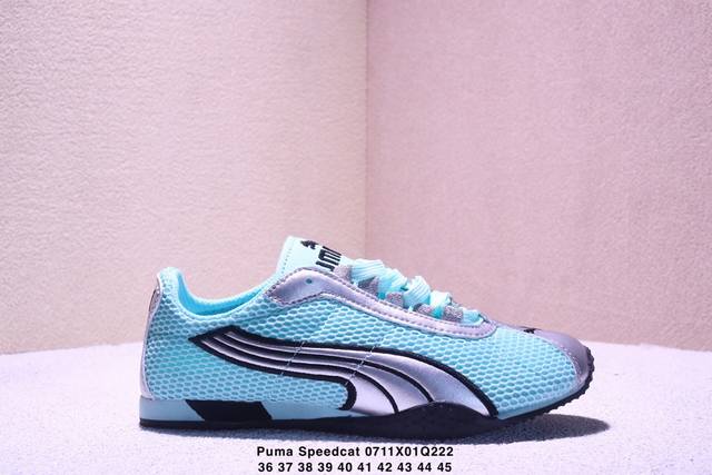 Puma 彪马 男女鞋半码制，采用环保绒面革鞋面材质，外置轻量耐磨橡胶大底薄底鞋成为潮人必备彪马Puma Speedcat Ls”Dark Myrtle Whi