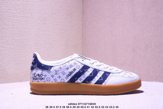 Adidas 德训鞋 “Lv联名-白蓝牛仔”高端定制 夜光效果 大厂纯原品质出货 超高清洁度 细节完美 舒适百搭 低帮休闲板鞋 男女同款 货号：Sc9207-7