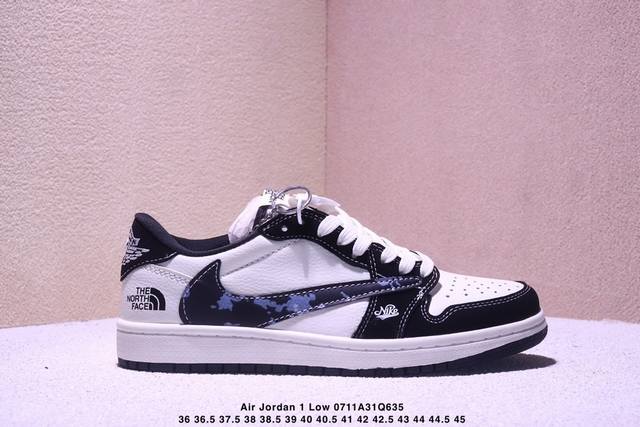 Travis Scott X Fragment Design X Jordan Air Jordan 1 Low Og Sp “北面联名 米黑涂鸦勾” 多方联名