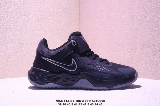 公司级Nike Fly.By Mid 3男户外运动缓震耐磨耐磨篮球鞋 前掌Zoom Air气垫+全掌Phylon泡棉组合，适合爆发型后卫，但后掌缓震极限较低 人