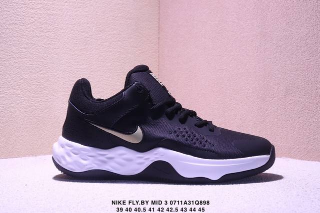 公司级Nike Fly.By Mid 3男户外运动缓震耐磨耐磨篮球鞋 前掌Zoom Air气垫+全掌Phylon泡棉组合，适合爆发型后卫，但后掌缓震极限较低 人