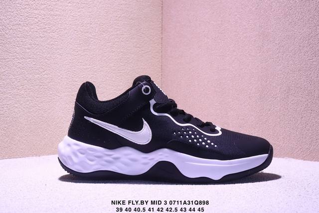 公司级Nike Fly.By Mid 3男户外运动缓震耐磨耐磨篮球鞋 前掌Zoom Air气垫+全掌Phylon泡棉组合，适合爆发型后卫，但后掌缓震极限较低 人