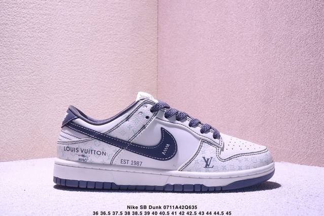 海外爆款限量发售！Nike Sb Dunk Low“ Lv联名 花纹灰勾” 周年高端定制 低帮休闲板鞋 定制鞋盒 大厂纯原品质出货 超高清洁度 皮料切割干净无任