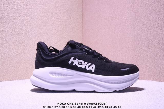 公司级Hoka One One Bondi 9 复古舒适防滑耐磨 低帮 山地户外跑步鞋 货号:1162012 尺码:36 36.5 37.5 38 38.5 3