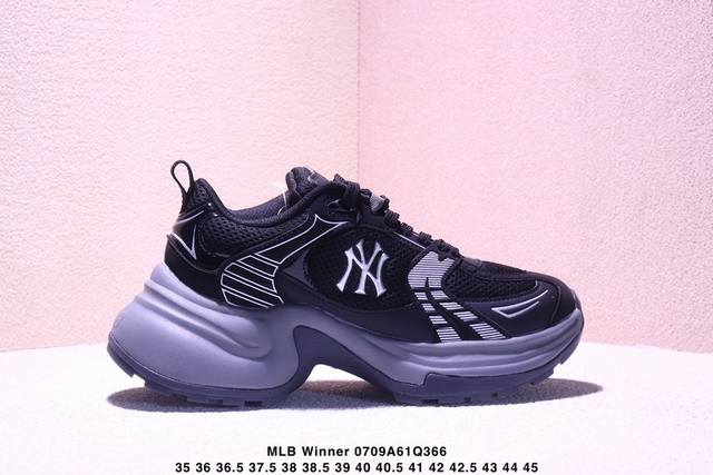 公司级Mlb Winner Chunky 百搭舒适休闲潮流运动厚底增高防滑耐磨 低帮 老爹鞋 货号:3Ashwd15N 尺码:35.5 36 36.5 37.5
