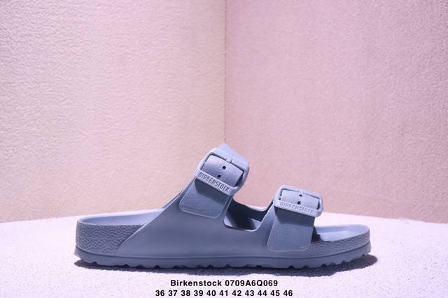 德国百年知名鞋履品牌 博肯Birkenstock 勃肯拖鞋系列凉拖鞋休闲沙滩凉鞋 广东原产#采用质地柔软牛皮革 中底搭载缓震软木橡胶 外置Eva轻量片装外底。