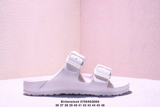 德国百年知名鞋履品牌 博肯Birkenstock 勃肯拖鞋系列凉拖鞋休闲沙滩凉鞋 广东原产#采用质地柔软牛皮革 中底搭载缓震软木橡胶 外置Eva轻量片装外底。