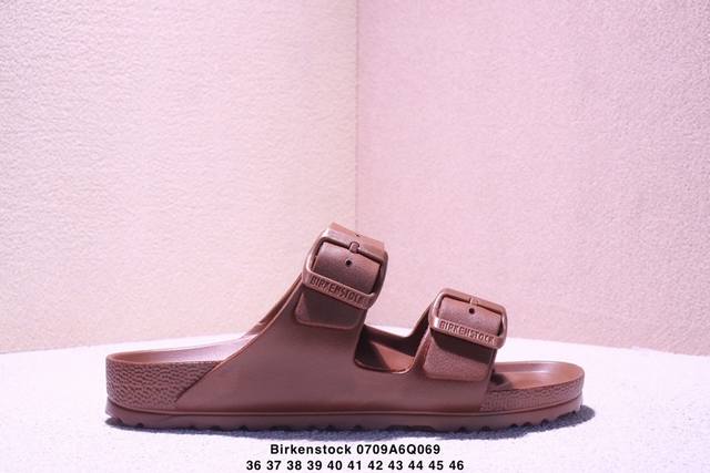 德国百年知名鞋履品牌 博肯Birkenstock 勃肯拖鞋系列凉拖鞋休闲沙滩凉鞋 广东原产#采用质地柔软牛皮革 中底搭载缓震软木橡胶 外置Eva轻量片装外底。