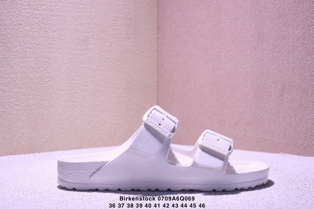 德国百年知名鞋履品牌 博肯Birkenstock 勃肯拖鞋系列凉拖鞋休闲沙滩凉鞋 广东原产#采用质地柔软牛皮革 中底搭载缓震软木橡胶 外置Eva轻量片装外底。