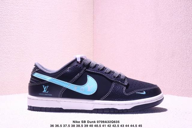 海外爆款限量发售！Nike Sb Dunk Low“ Lv联名 蒂芙尼蓝” 周年高端定制 低帮休闲板鞋 定制鞋盒 大厂纯原品质出货 超高清洁度 皮料切割干净无任
