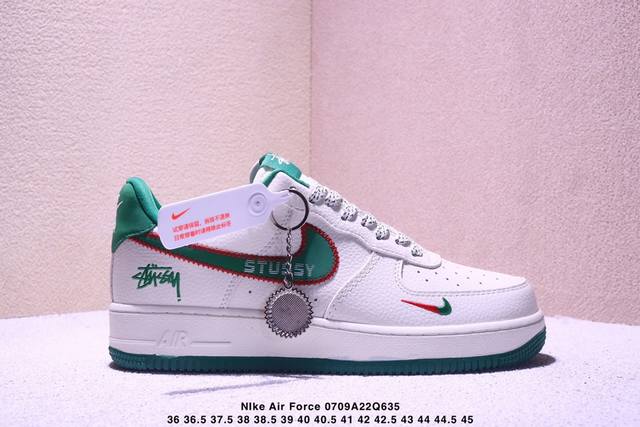 海外限量发售！公司级Nike Air Force 1 '07 Low “斯图西联名 针织勾米绿”空军一号 低帮 运动鞋 休闲鞋 折边针车 工艺难度大 原楦头原纸