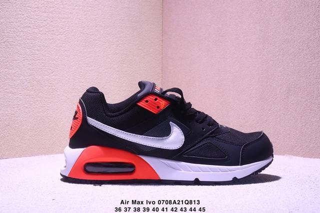 公司级耐克Air Max Ivo男女子气垫缓震耐磨运动鞋时尚潮流休闲透气跑步鞋 选用网眼鞋面，脚感舒适透气。鞋舌、鞋侧及后跟处饰有品牌标识，简约大气又时尚。采用