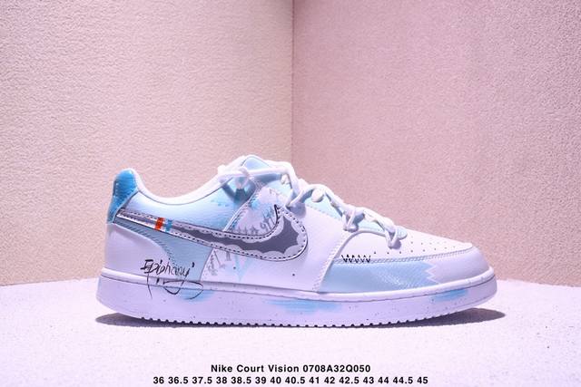 公司级Nike Court Vision 1 Low 耐克 低帮 星际空间 灰色 舒适百搭格雷系防滑耐磨低帮板鞋 该定制球鞋选用原鞋为Nike Court Vi