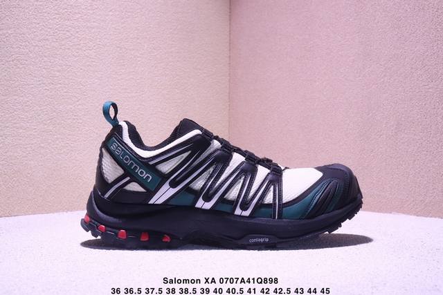 公司级Salomon Xa Pro 3D萨洛蒙户外越野跑鞋 鞋面采用Sensifit贴合技术 全方位贴合包裹脚型 鞋跟部鞋底牵引设计 提供强大的抓地性能 更适应
