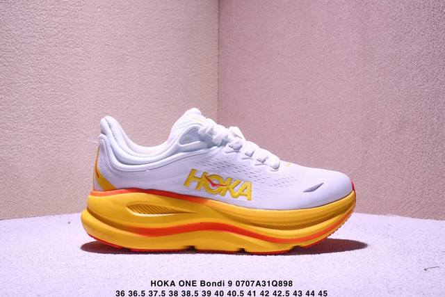 公司级Hoka One One Bondi 9 复古舒适防滑耐磨 低帮 山地户外跑步鞋 Xm0707Q898