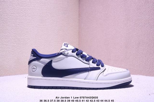 高端定制 Fragment Design X Jordan 1 Low 闪电联名 倒勾低帮休闲版本 原厂全头层皮 大厂纯原品质出货 纯正版型 定制鞋盒 皮料切割