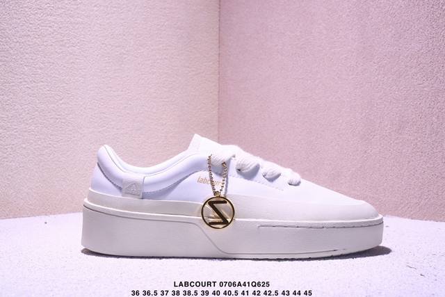 Adidas 阿迪达斯 男女鞋真标半码制，升级原楦原纸版开发版型，采用固色猪巴革组合加高橡胶饰片鞋面材质，缜密拉帮中底布，外置防滑耐磨橡胶大底回归极简,春夏上脚
