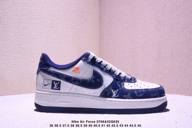 海外限量发售！公司级Nike Air Force 1 '07 Low “Lv联名 前掌蓝牛仔”空军一号 低帮 运动鞋 休闲鞋 折边针车 工艺难度大 原楦头原纸板