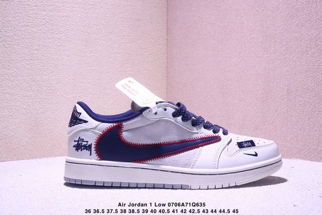 Travis Scott X Fragment Design X Jordan Air Jordan 1 Low Og Sp Lv联名 “黑牛仔印花” 多方联名