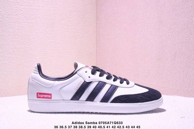 公司级Adidas Originals Samba Og ‘Diy’桑巴舞系列迪奥联名 夏季时尚百搭低帮休闲运动休闲鞋 黑白老花Logo搭配，夏季清凉搭配 藏蓝