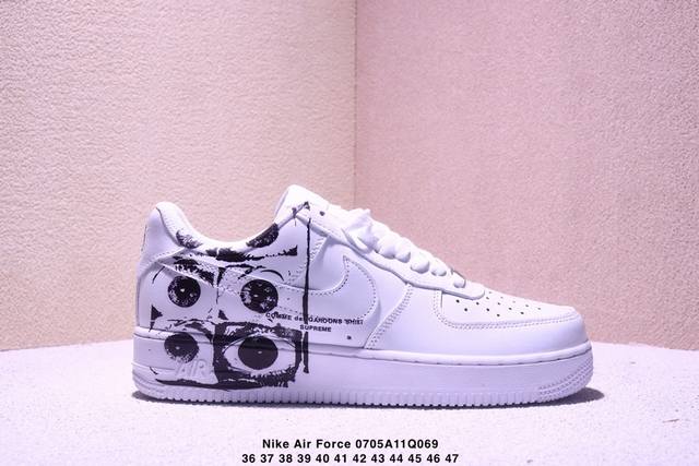 Nike 耐克 采用软质荔枝纹牛剖皮革鞋面材质耐克Nike Wmns Air Force 7 Low White Cherry Blosso Pink 空军一号