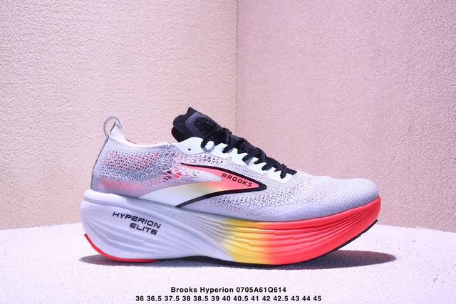 公司级Brooks布鲁克斯 Hyperion Elite 4 Pb 舒适百搭防滑耐磨 低帮 越野竞速跑步鞋 采用改进工程空气网眼组合热熔工艺 鞋面材质搭载Dna
