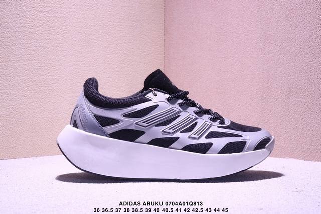 Adidas Aruku 外观上结合 了经典跑鞋的设计 全新Swirlfoam海绵泡沫大底 鞋面采用网眼鞋面 滚动感强烈 不同纹理和图案 增强抓地力与耐用性 适