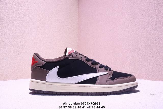 特价Aj1倒勾Travis Scott X Air Jordan 1 ” Reverse Mocha “ Aj1乔1 Ts 闪电 联名倒钩 低帮文化篮球鞋 完美