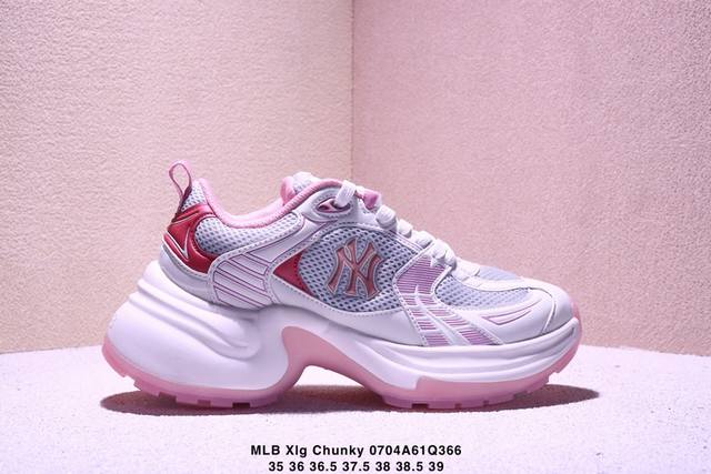 Mlb Xlg Chunky厚底低帮休闲鞋 Ny印花 织物材质老爹鞋 公司级 真标带半码 Size:35-39码 Xm0704Q366