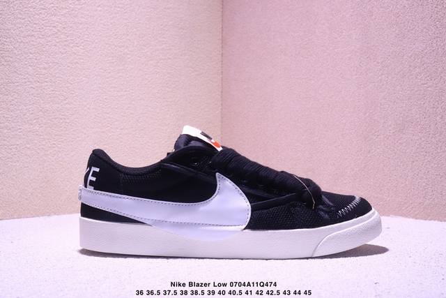Nk Blazer Low‘77 Jumbo 经典百搭低帮开拓者休闲运动板鞋 真硫化铝楦制作 原厂布料拼接 独家裁片完美鞋型 台湾进口软感荔枝头层皮 原盒真标