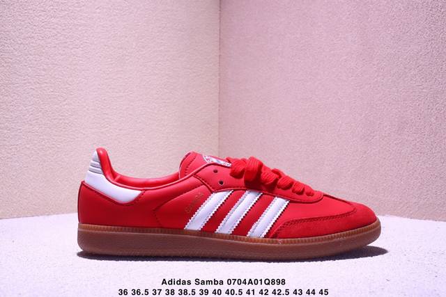 真标Adidas Originals Samba Og 桑巴舞系列 阿迪达斯 三叶草 绅士德训足球风百搭低帮休闲运动板鞋 货号:Kj5990 尺码:36 36.