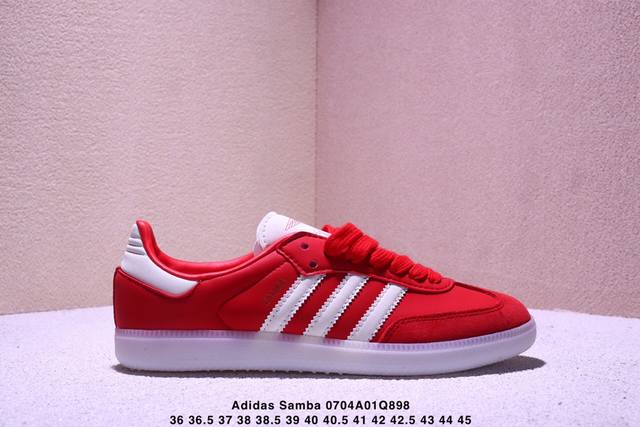 真标Adidas Originals Samba Og 桑巴舞系列 阿迪达斯 三叶草 绅士德训足球风百搭低帮休闲运动板鞋 货号:Kj5990 尺码:36 36.