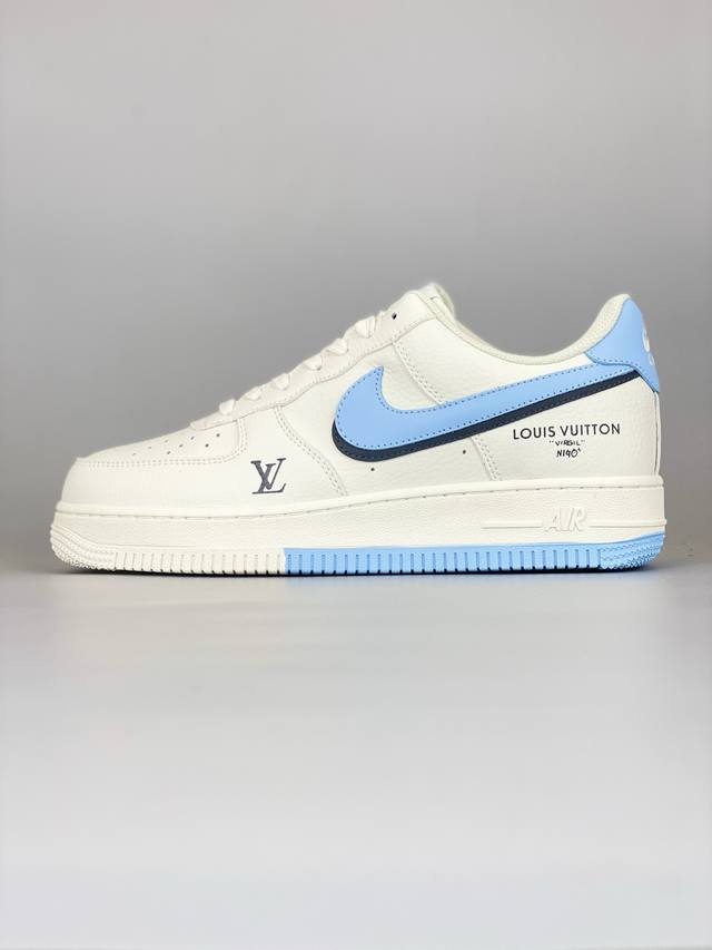 海外限量发售！公司级Nike Air Force 1 '07 Low “Lv联名 双拼双勾”空军一号 低帮 运动鞋 休闲鞋 折边针车 工艺难度大 原楦头原纸板